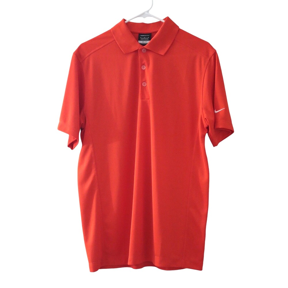 NIKE Dri-Fit Polo Shirt Mens Sz M‎ Golf Short Sleeve Orange Sports Outdoor
